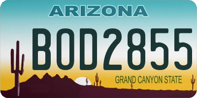 AZ license plate BOD2855