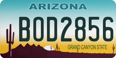 AZ license plate BOD2856