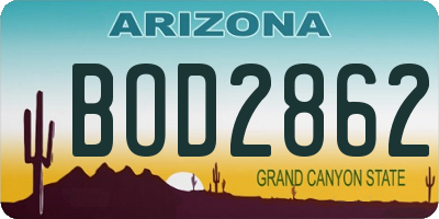 AZ license plate BOD2862