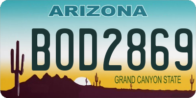 AZ license plate BOD2869