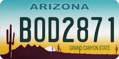 AZ license plate BOD2871