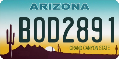 AZ license plate BOD2891