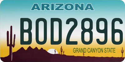 AZ license plate BOD2896