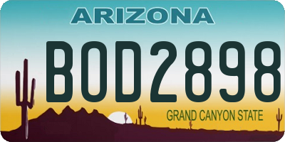 AZ license plate BOD2898