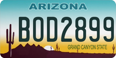 AZ license plate BOD2899