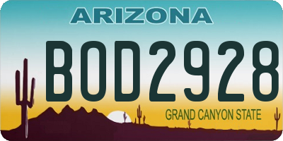AZ license plate BOD2928