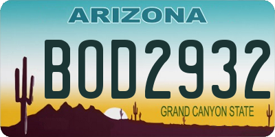 AZ license plate BOD2932