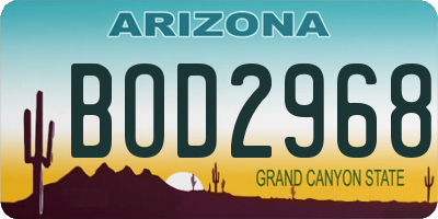 AZ license plate BOD2968