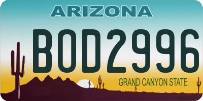 AZ license plate BOD2996