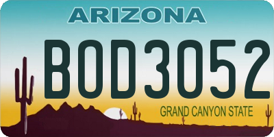 AZ license plate BOD3052
