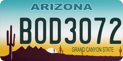 AZ license plate BOD3072