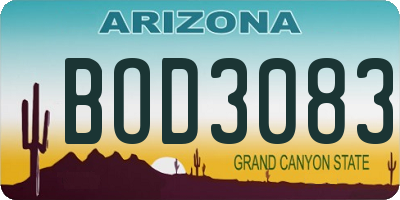 AZ license plate BOD3083