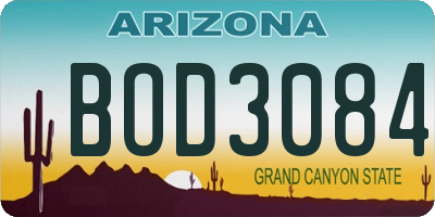 AZ license plate BOD3084