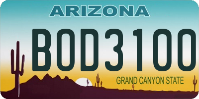 AZ license plate BOD3100
