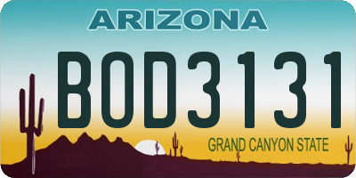 AZ license plate BOD3131
