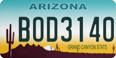 AZ license plate BOD3140
