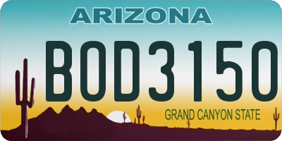 AZ license plate BOD3150