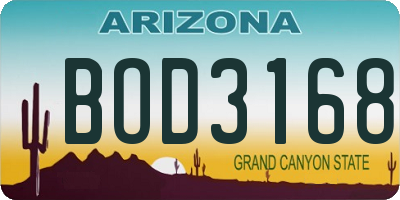 AZ license plate BOD3168