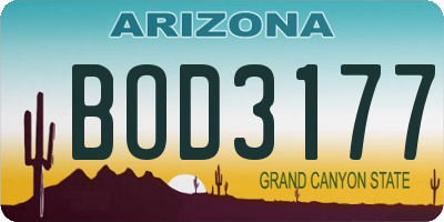 AZ license plate BOD3177