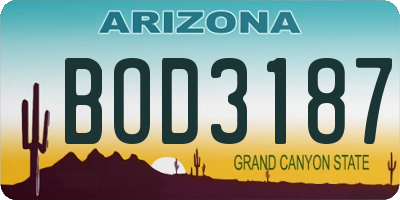AZ license plate BOD3187