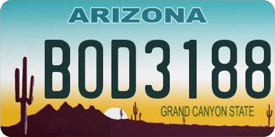 AZ license plate BOD3188