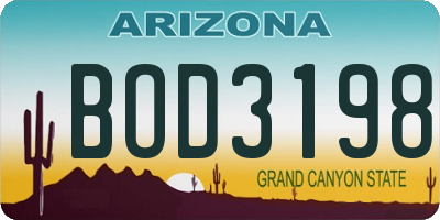 AZ license plate BOD3198