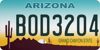 AZ license plate BOD3204