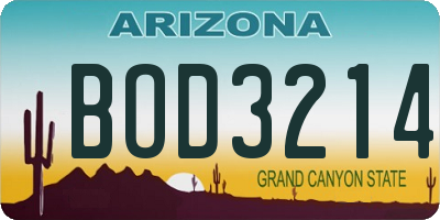 AZ license plate BOD3214
