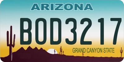 AZ license plate BOD3217