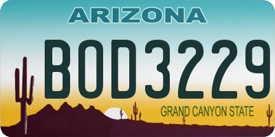 AZ license plate BOD3229