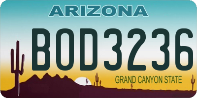 AZ license plate BOD3236