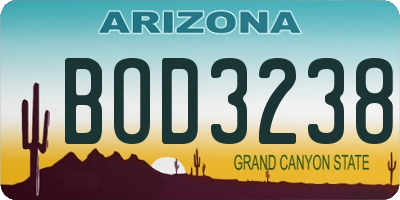 AZ license plate BOD3238