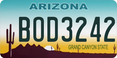 AZ license plate BOD3242