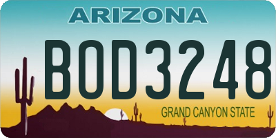 AZ license plate BOD3248