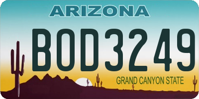 AZ license plate BOD3249