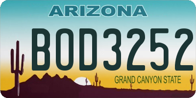 AZ license plate BOD3252