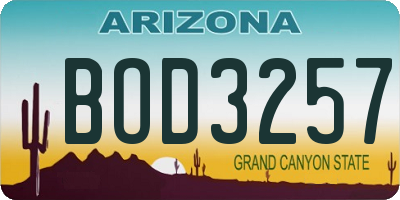 AZ license plate BOD3257