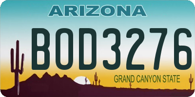 AZ license plate BOD3276