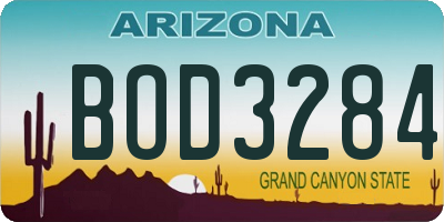 AZ license plate BOD3284