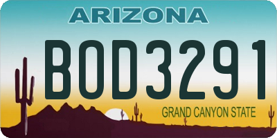 AZ license plate BOD3291