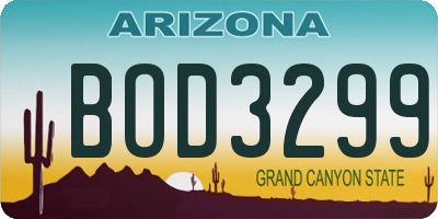 AZ license plate BOD3299