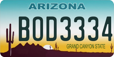 AZ license plate BOD3334