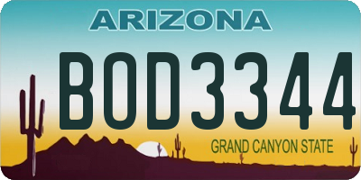 AZ license plate BOD3344