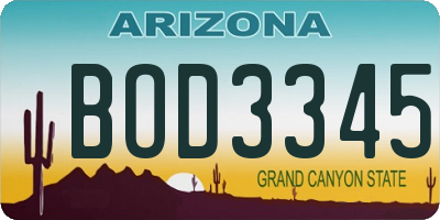 AZ license plate BOD3345