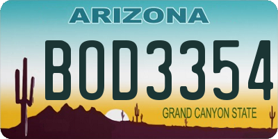 AZ license plate BOD3354