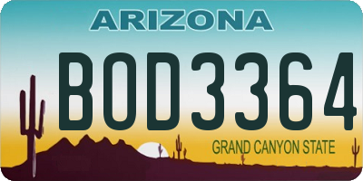 AZ license plate BOD3364