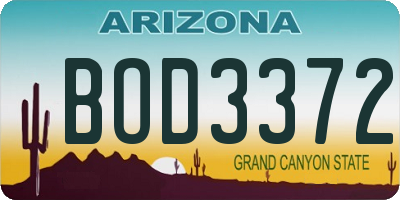 AZ license plate BOD3372