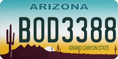 AZ license plate BOD3388