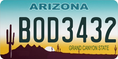 AZ license plate BOD3432