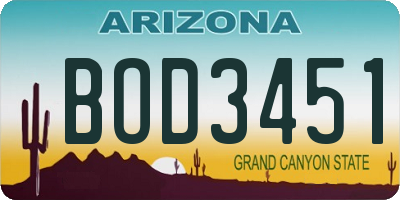AZ license plate BOD3451